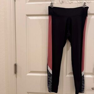 Victoria's Secret Black Leggings with Rose Side Panels Women Medium